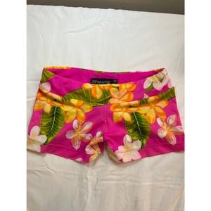 Tropical print booty shorts